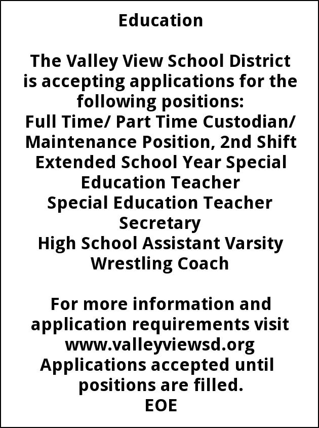 Various positions, Valley View School District, Archbald, PA