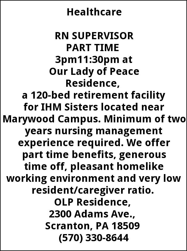 RN Supervisor Sisters Of Ihm human Resourses Scranton PA rn-supervisor-sisters-of-ihm-human-resourses-scranton-pa