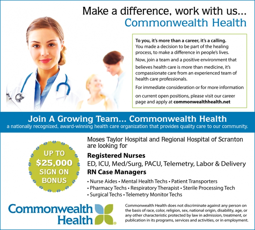Registered Nurses - Rn Case Managers Commonwealth Health Berwick Pa