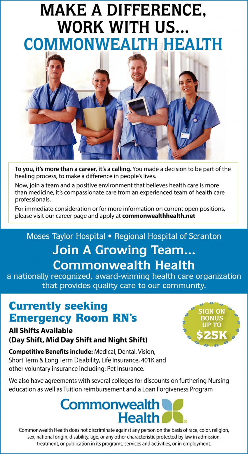 Join A Growing Team, Regional Hospital Of Scranton, Scranton, PA